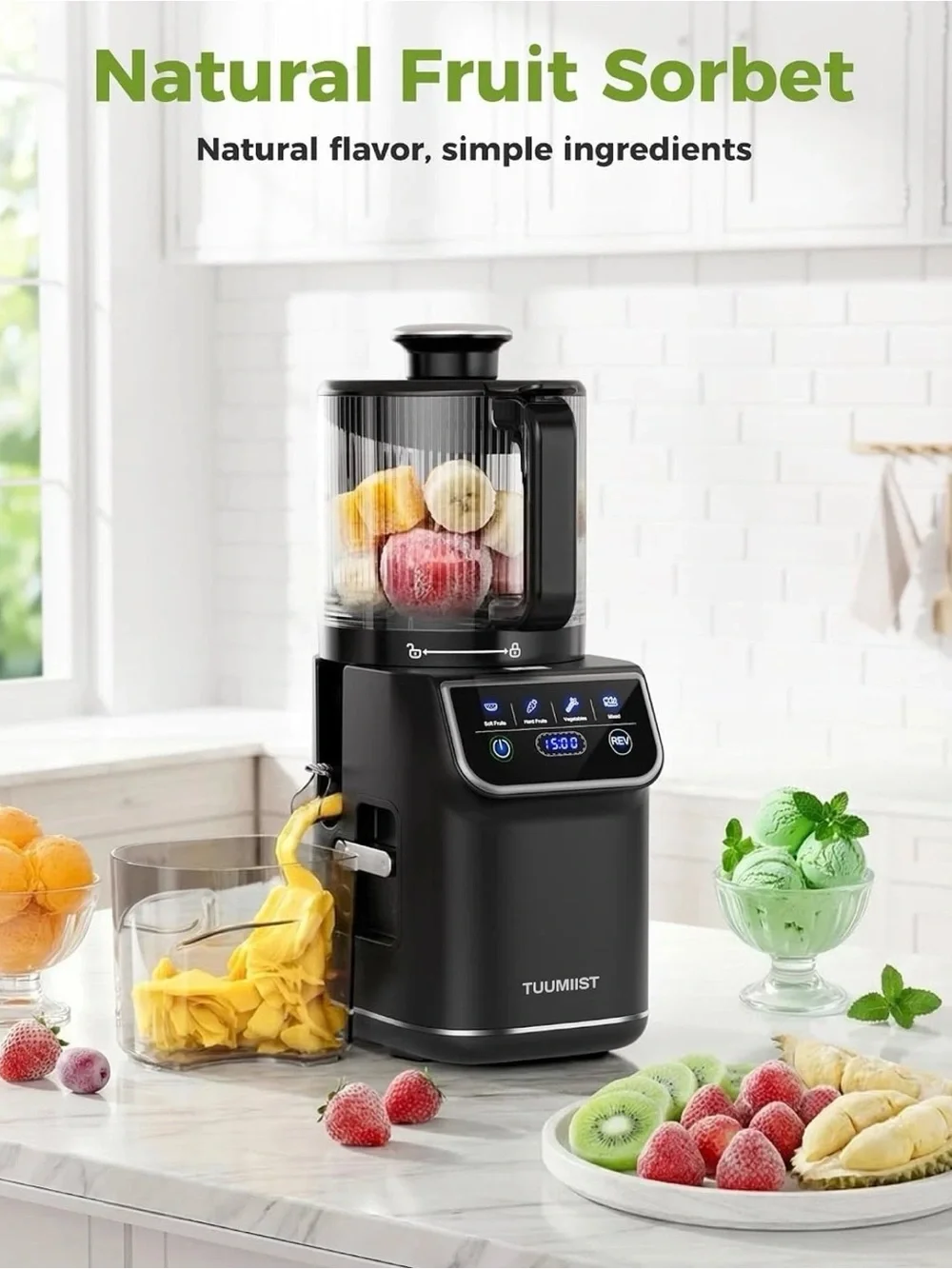 3-in-1 Cold Press Juicer Machine Smart Touch Masticating Juicers Whole Fruit &